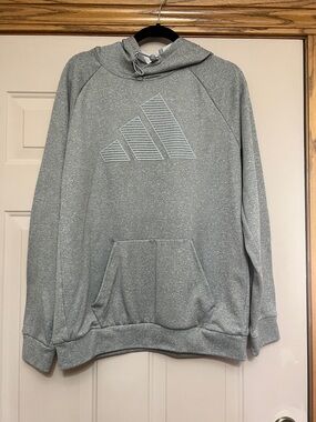 adidas Men's Heather Gray Pullover Hoodie with Logo